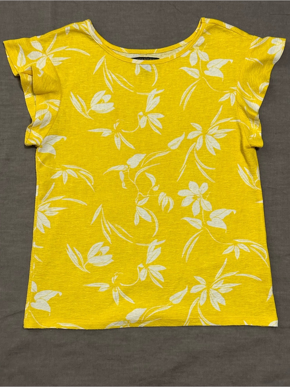 Banana Republic Yellow Floral Tee - Bright Short Sleeve Top